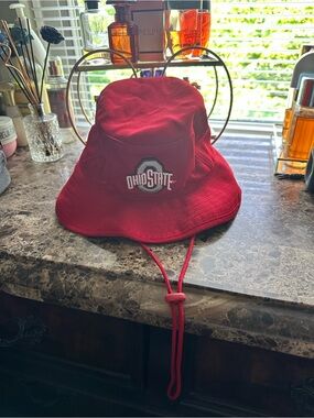 Ohio State Red Bucket Hat with Chin Strap